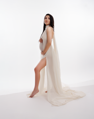 sedinta foto maternitate rochie alba